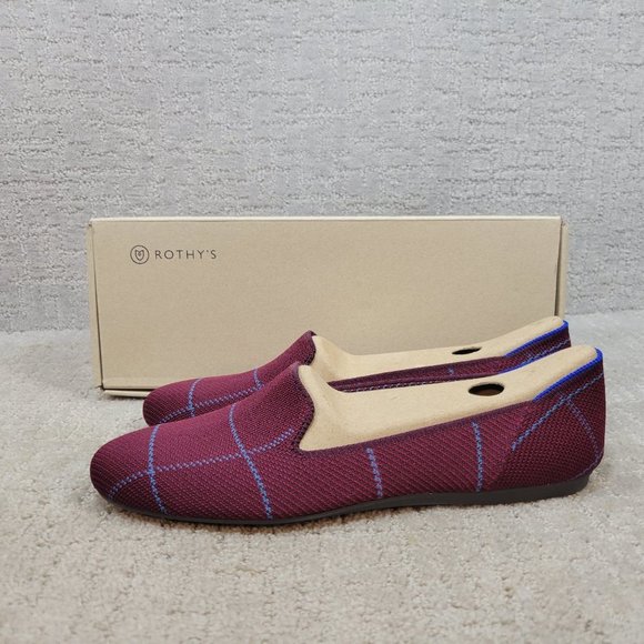 ROTHY'S The Loafer Women's Size US 11 Burgundy Grid Slip On Flat Shoes - Picture 2 of 10